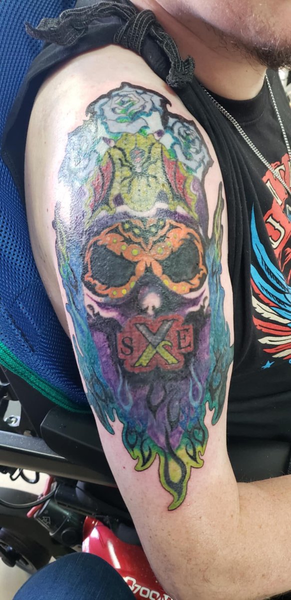 Photo of the tattoo titled Biker Sugar Skull Art