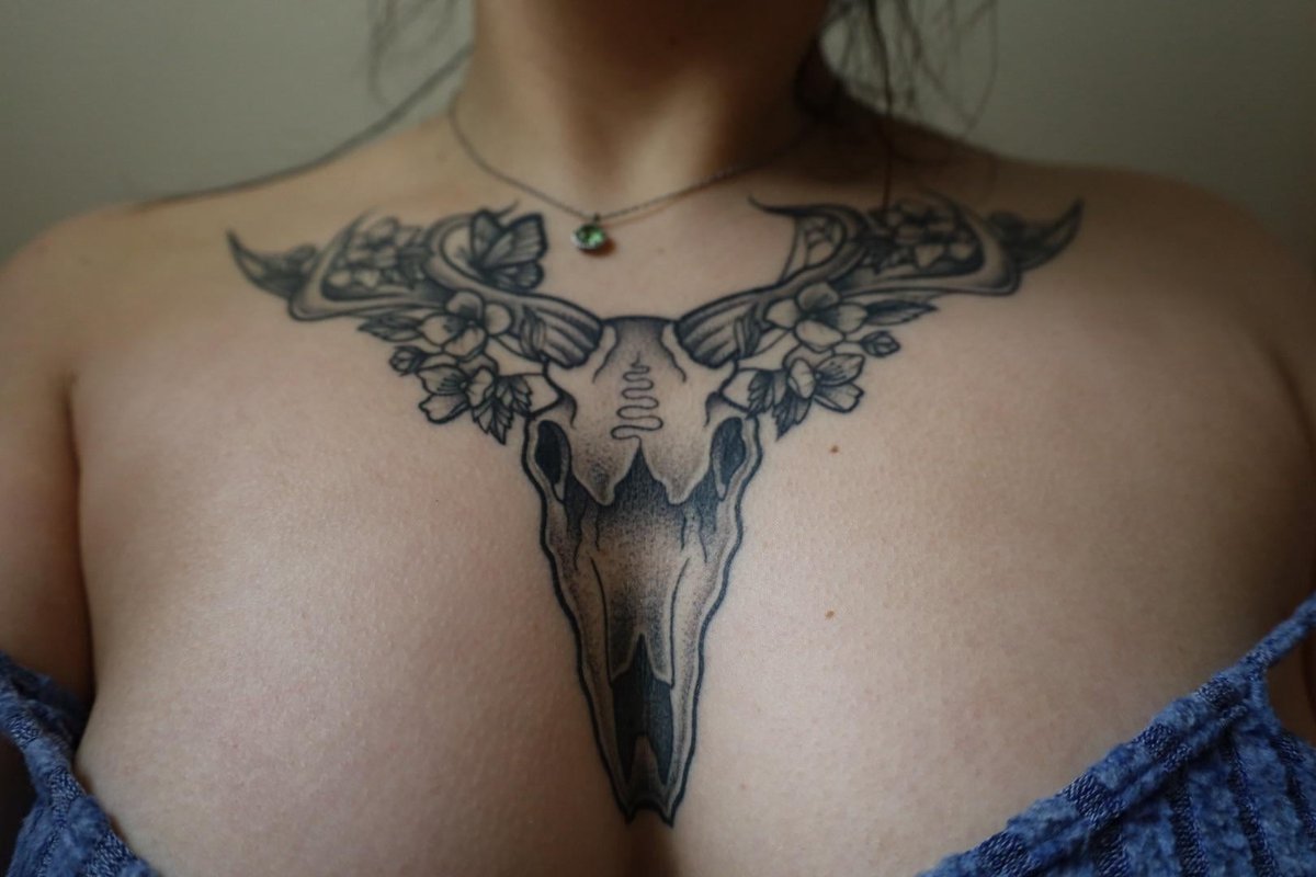 Photo of the tattoo titled Healed Skull and Bones