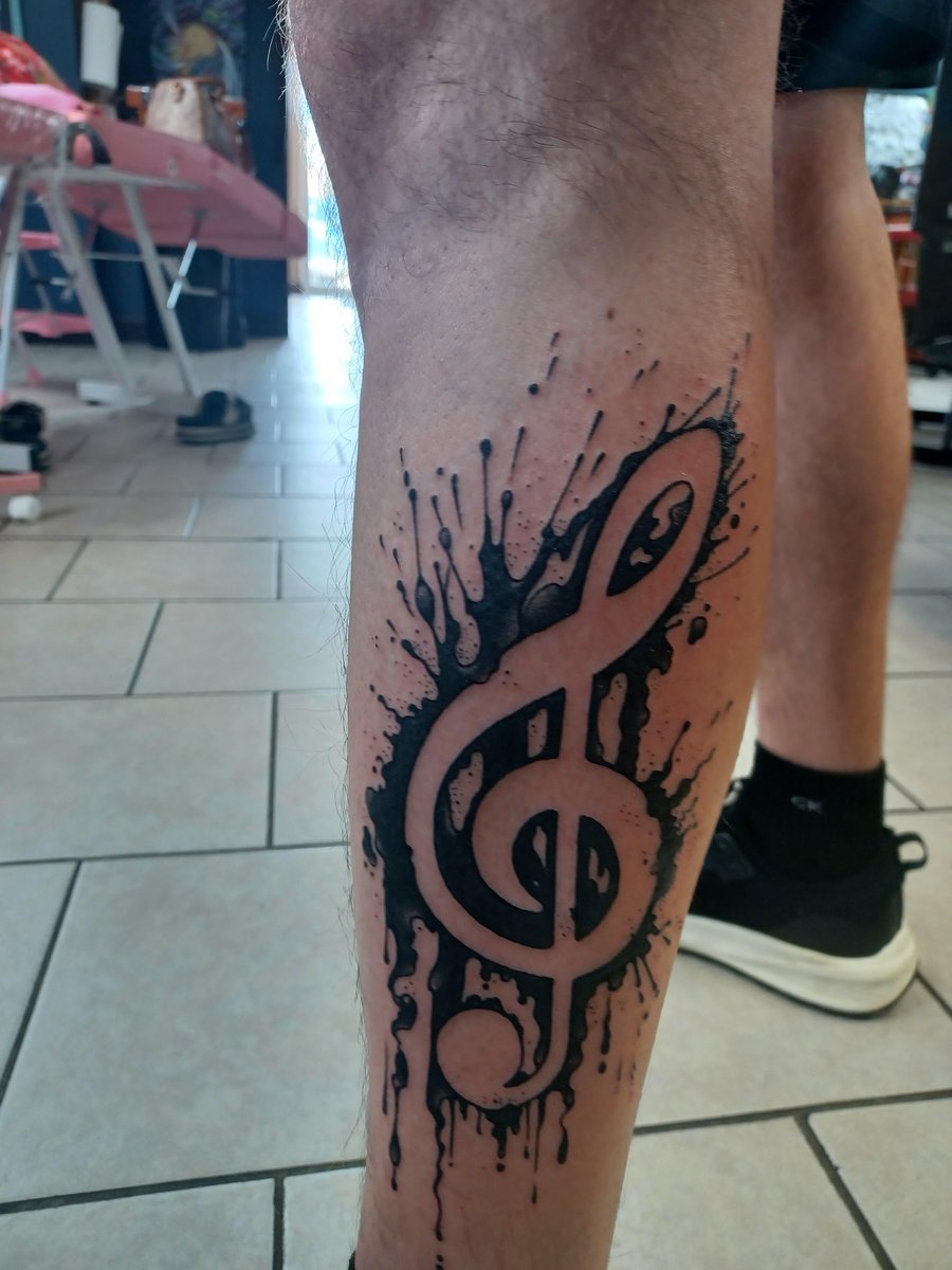 Photo of the tattoo titled Musical Ink Splat Treble Cleft