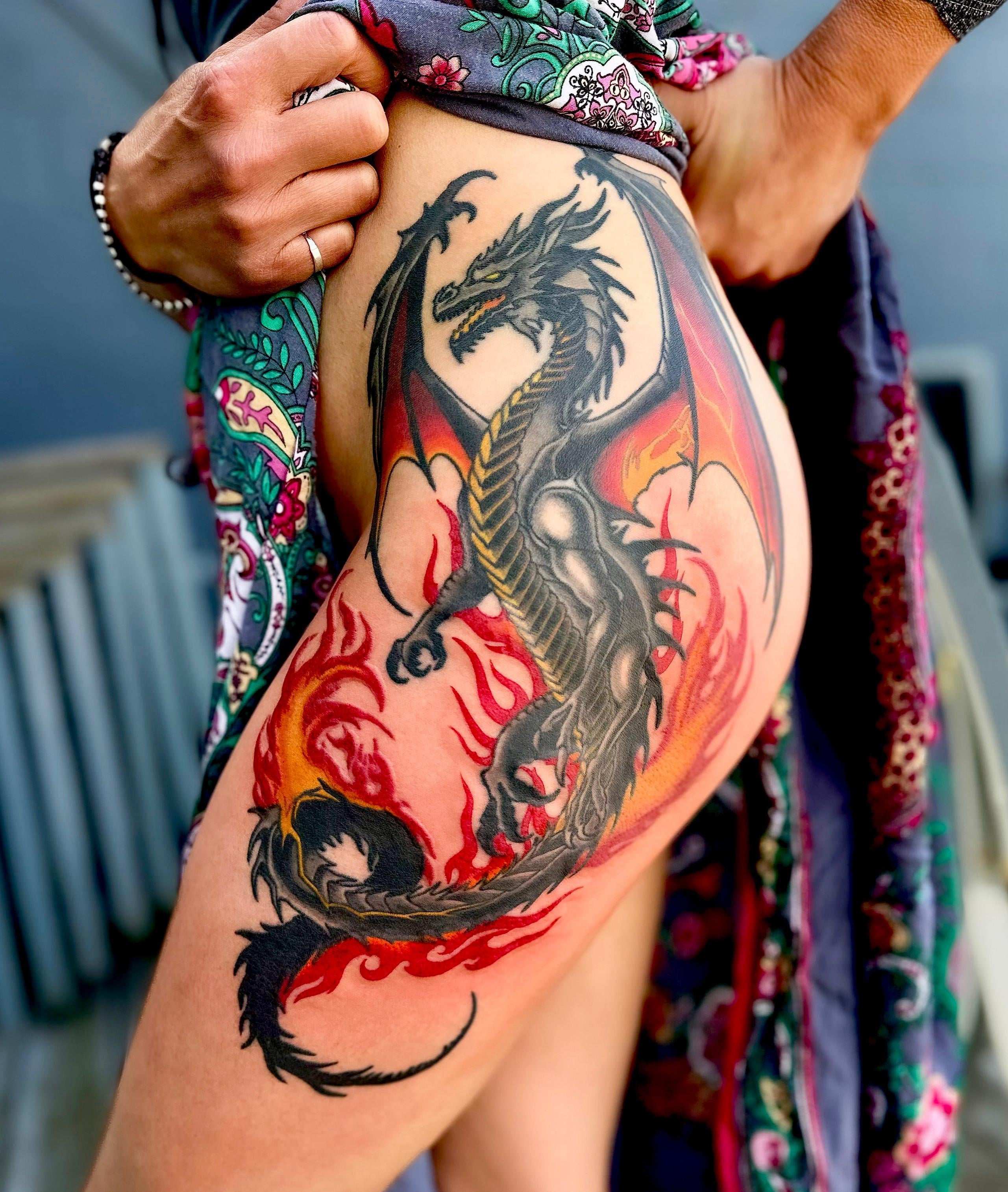 Photo of the tattoo titled Fire Dragon Tattoo Reborn