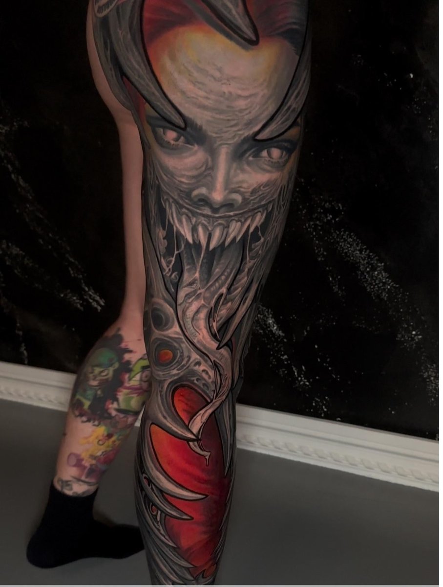 Photo of the tattoo titled Creepy Leg Sleeve Masterpiece