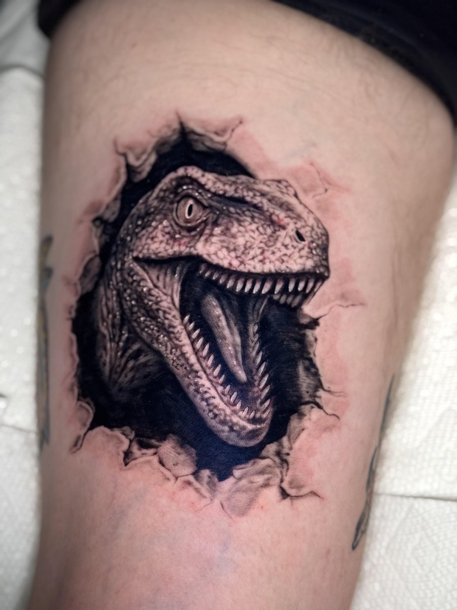 Photo of the tattoo titled Jurassic Park Raptor Tribute
