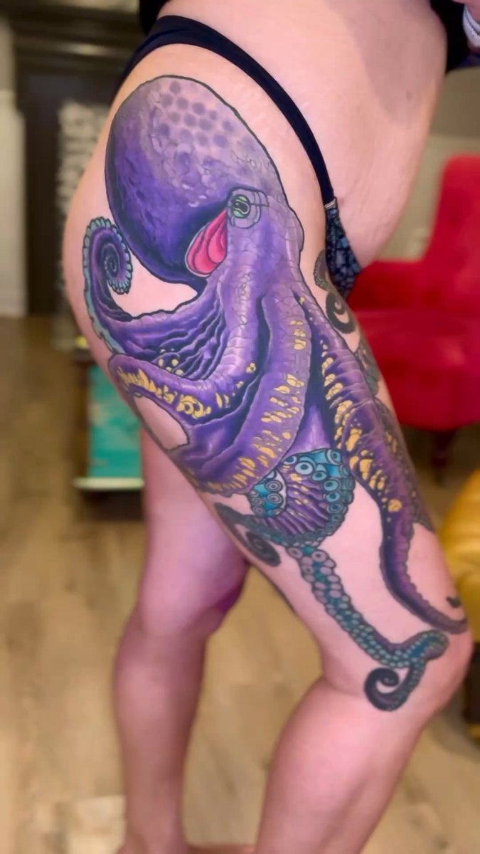 Photo of the tattoo titled Vibrant Purple Octopus