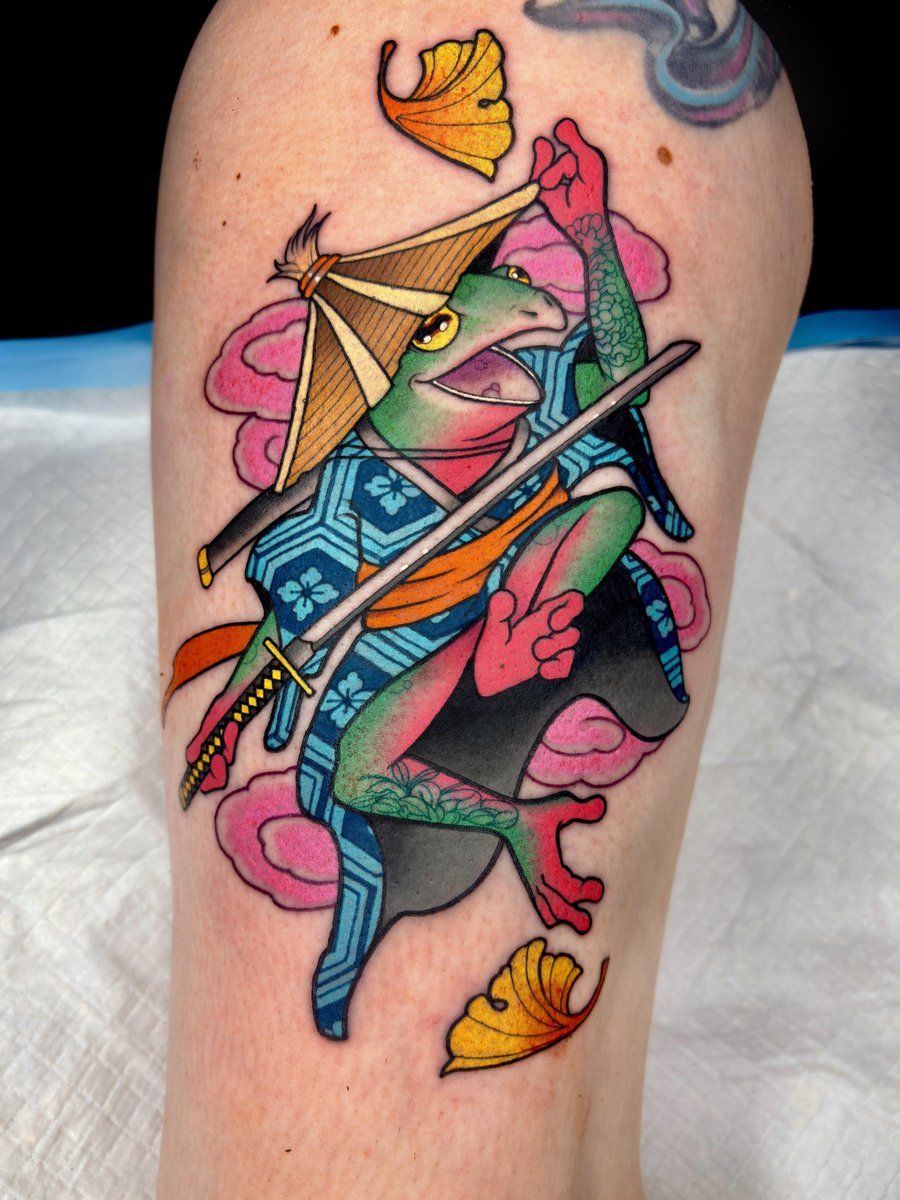 Photo of the tattoo titled Samurai Frog Warrior