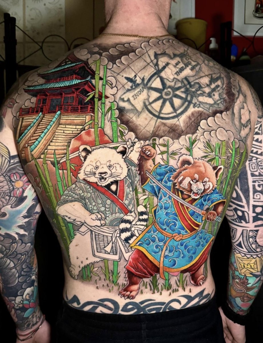 Photo of the tattoo titled Red Panda Sleeve Completion