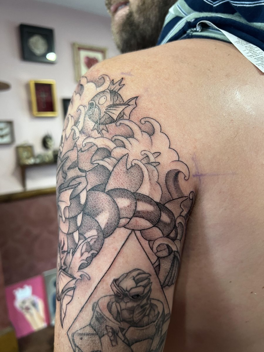 Photo of the tattoo titled New Gyarados and Garrus Vakarian Tattoo