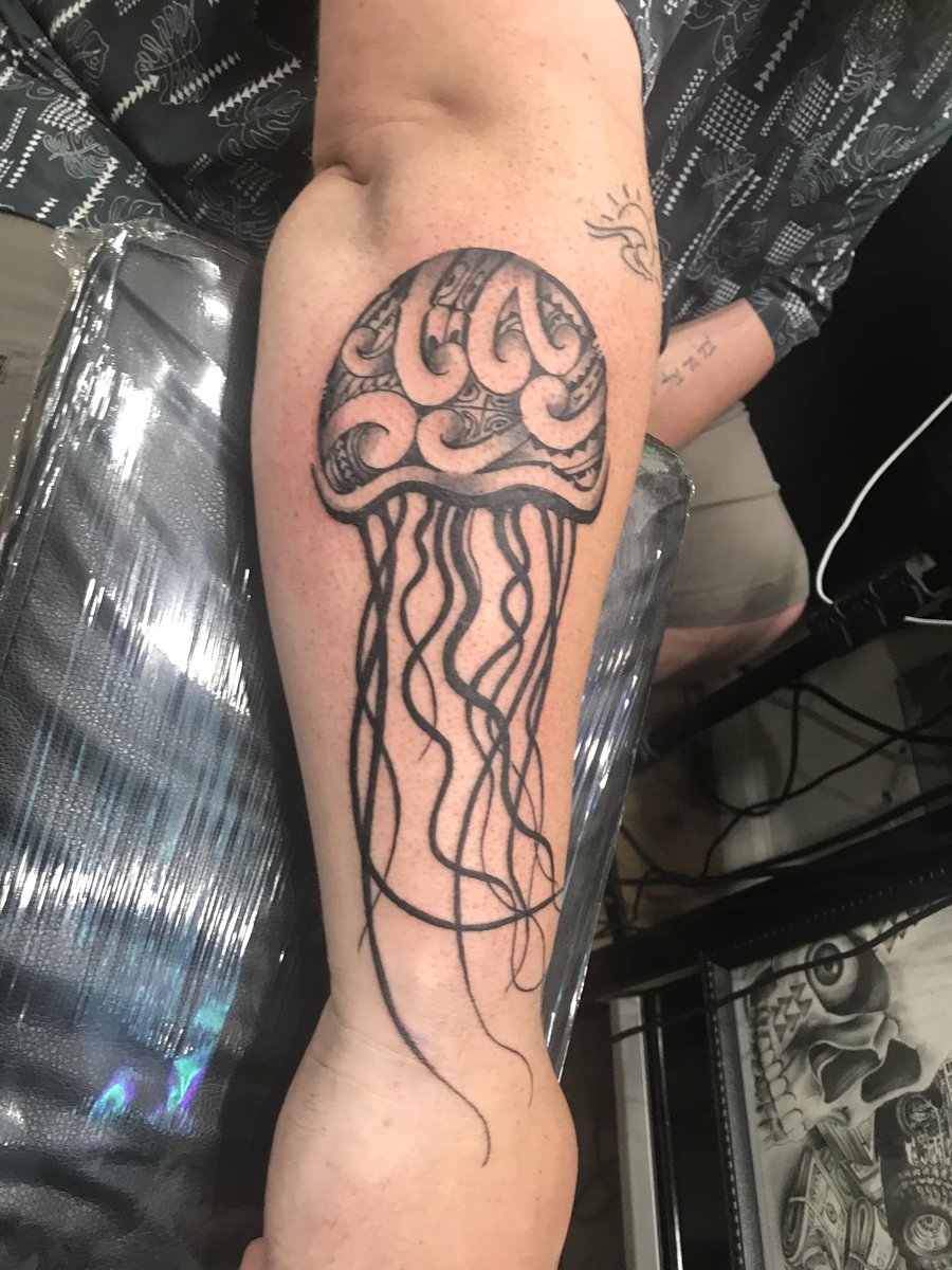 Photo of the tattoo titled Oceanic Grace: Jellyfish Symbolism