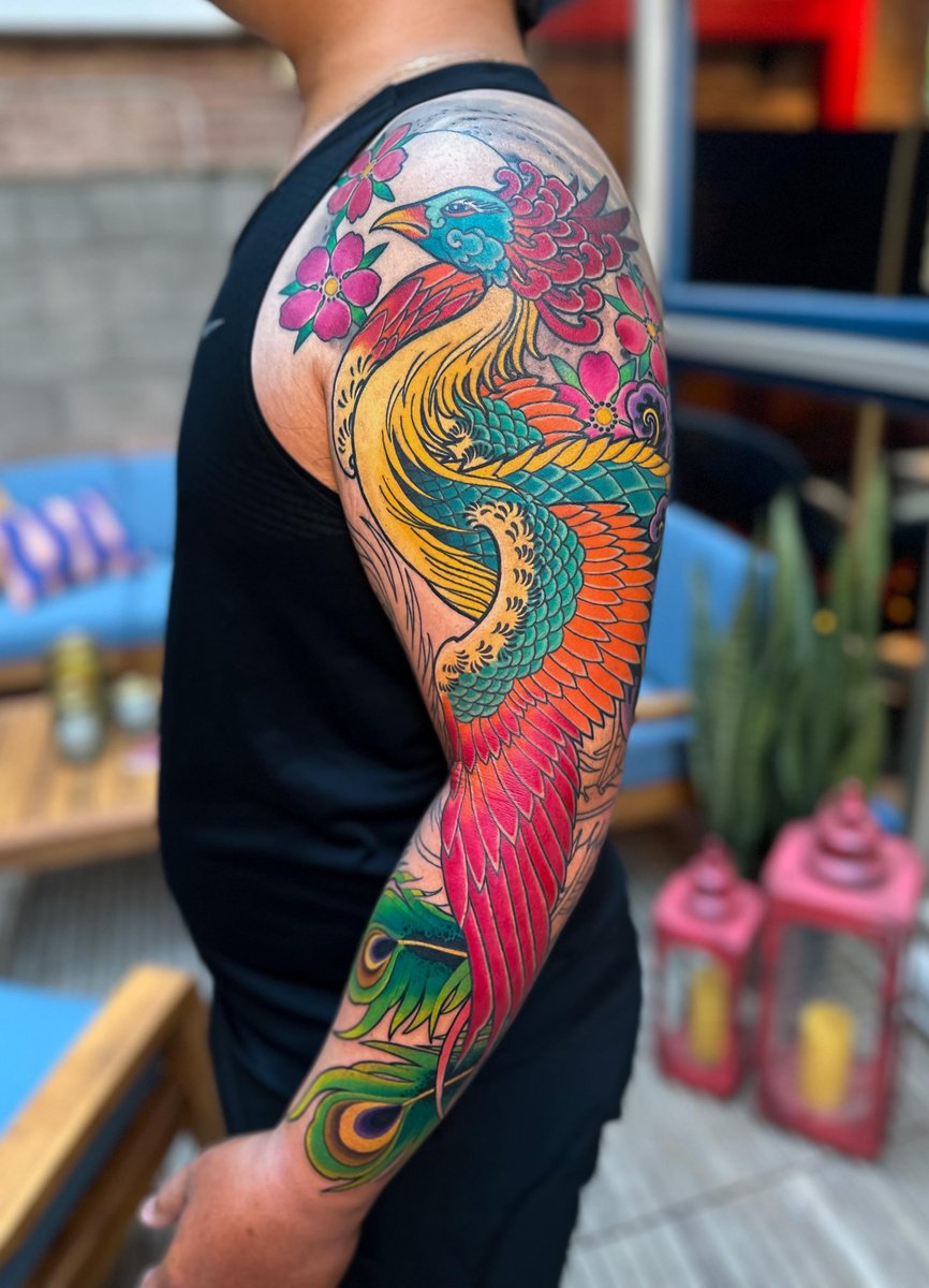 Photo of the tattoo titled Phoenix Sleeve in Progress