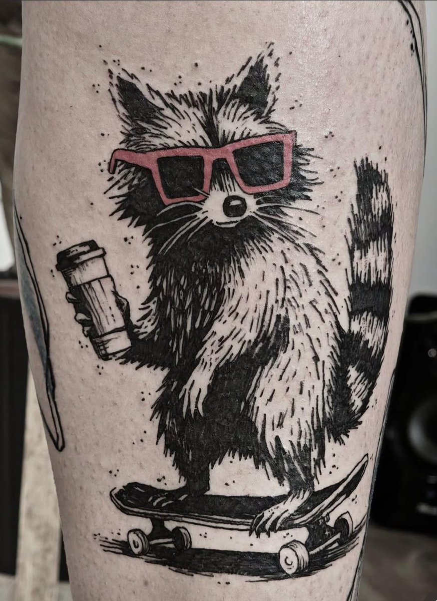 Photo of the tattoo titled New Raccoon Tattoo Delight