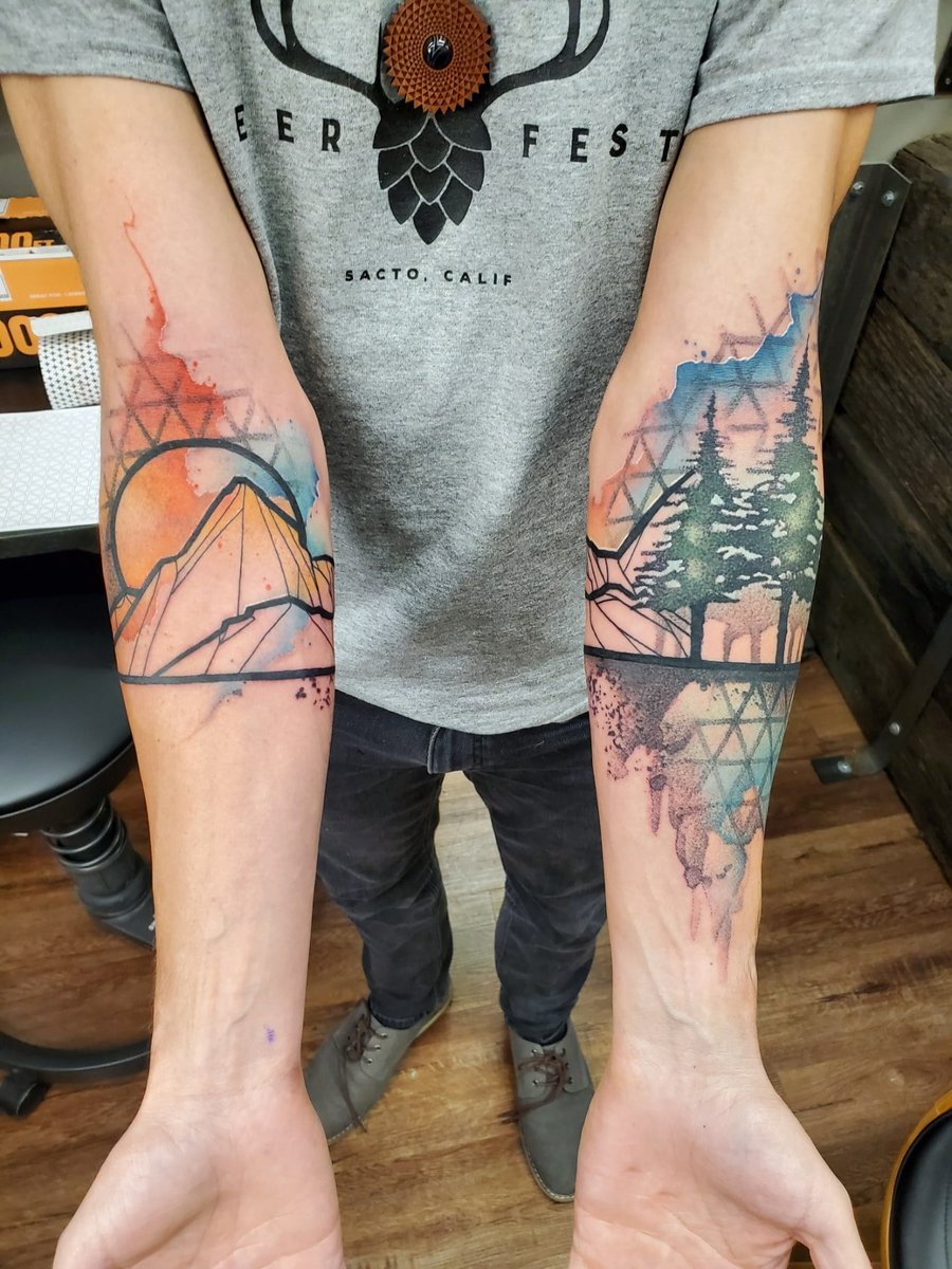 Photo of the tattoo titled Geometric Forest First Ink