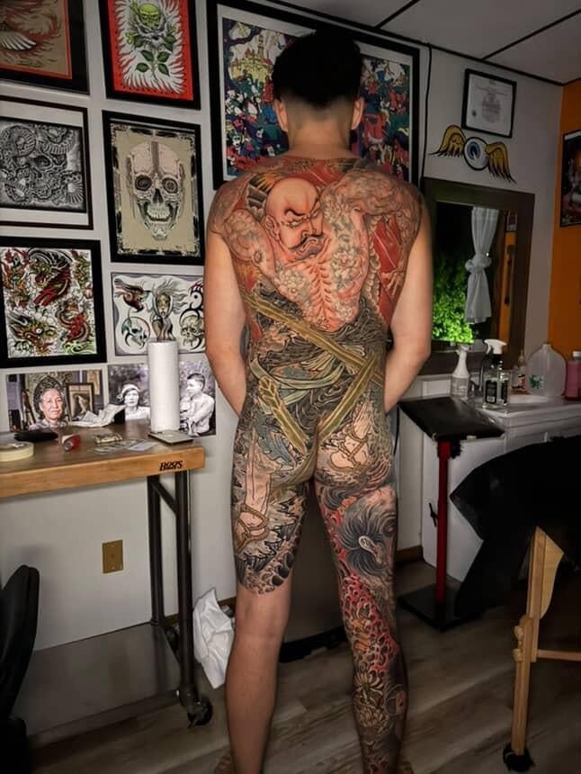 Photo of the tattoo titled Kaosho Rochishin Back Piece Progress