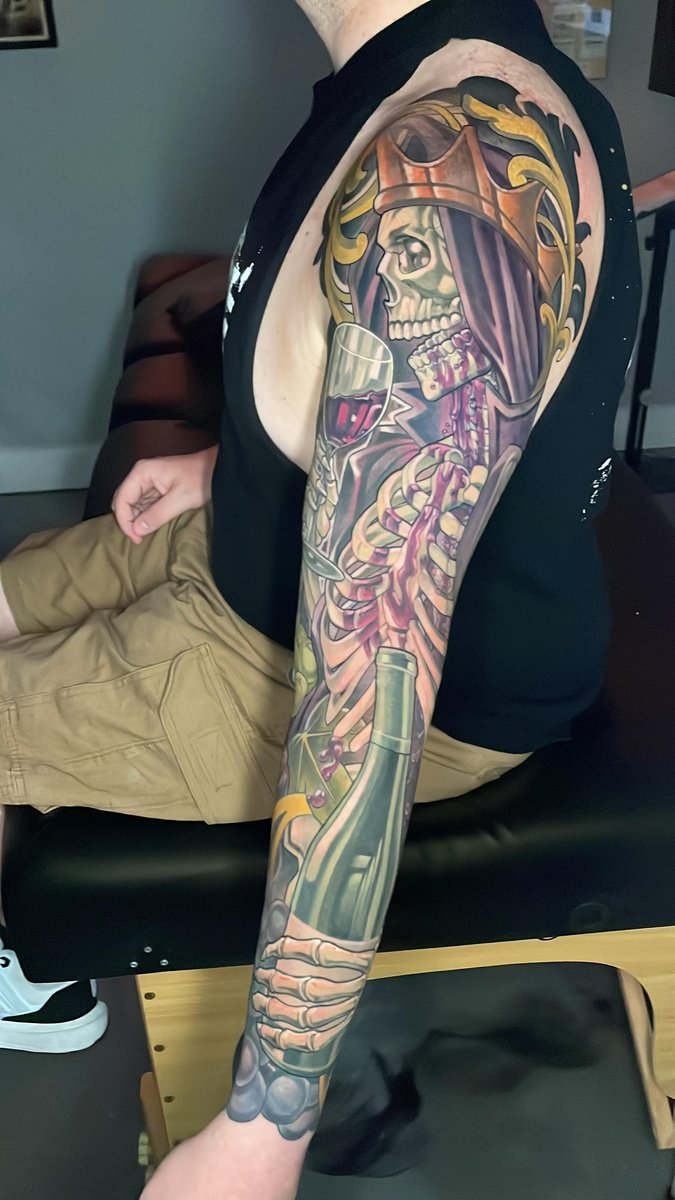 Photo of the tattoo titled Skeleton's Wine Ode