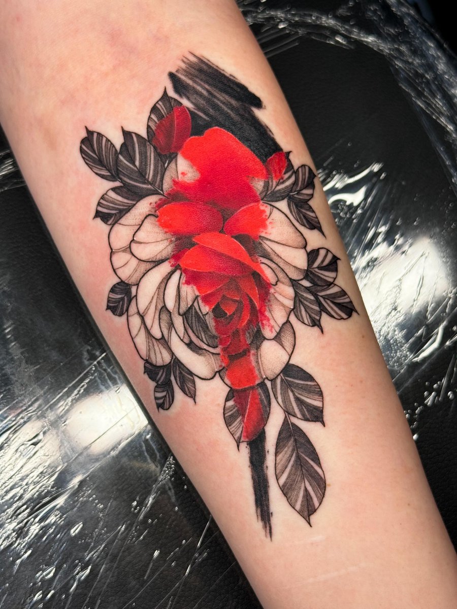 Photo of the tattoo titled Painted Flower by Tony Murray