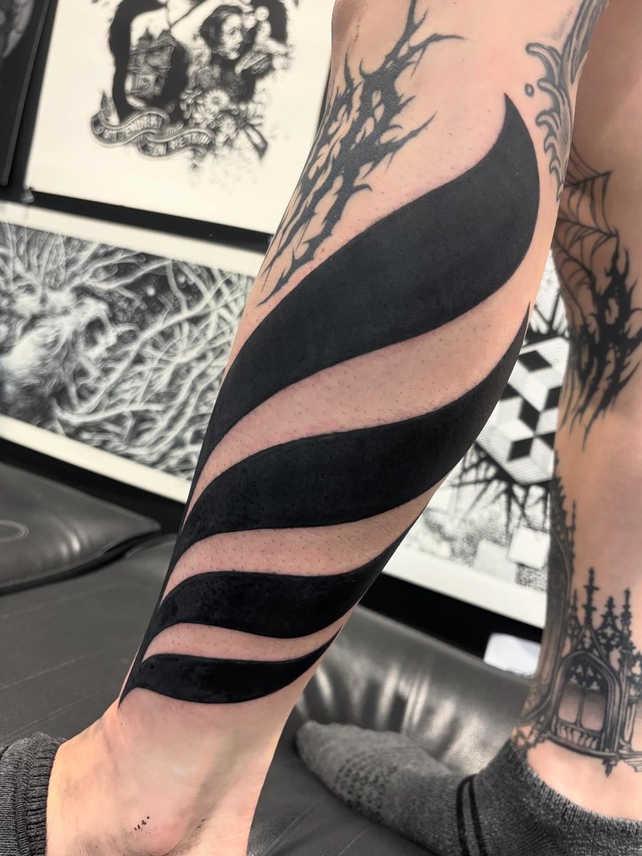 Photo of the tattoo titled Blackwork Leg Project Begins