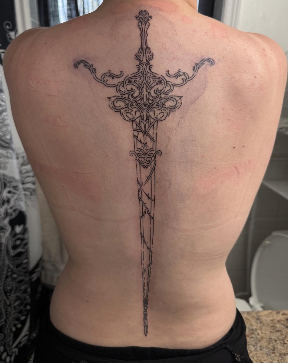 Photo of the tattoo titled Dark Sword and Bat