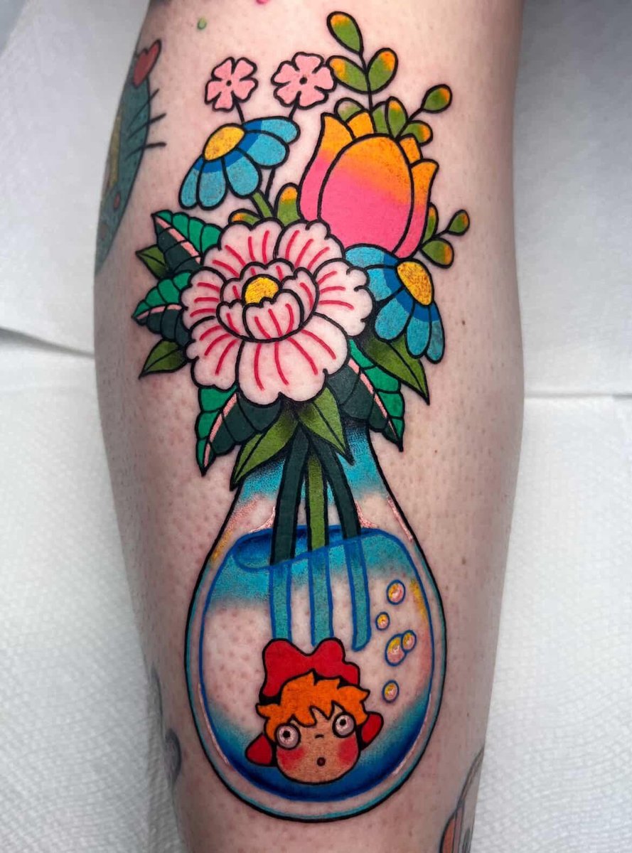Photo of the tattoo titled Ponyo vase tattoo