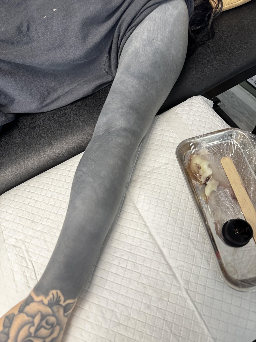 Photo of the tattoo titled Blackout Sleeve Rework Triumph
