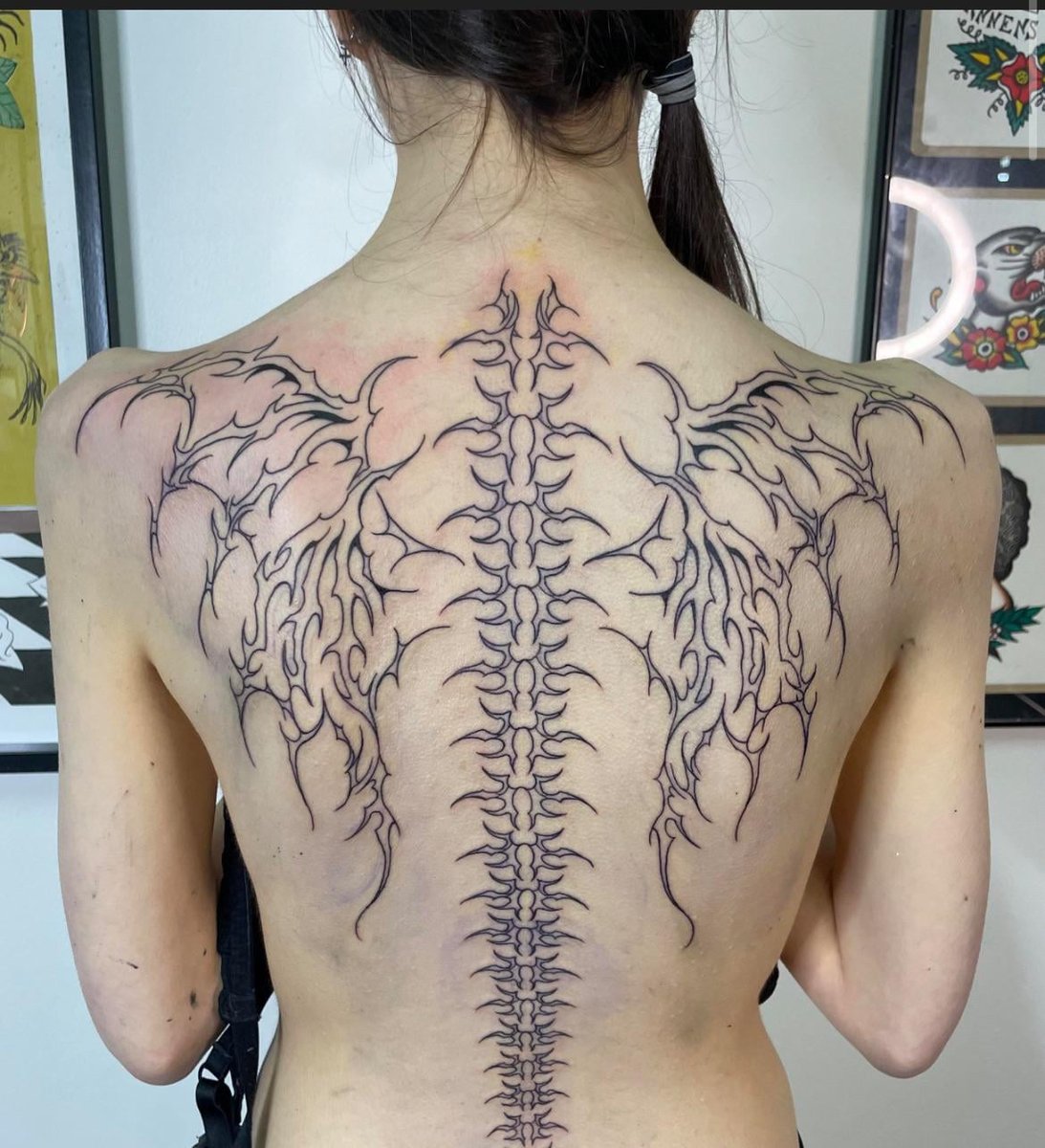 Photo of the tattoo titled Questioning Neo Tribal Back Piece