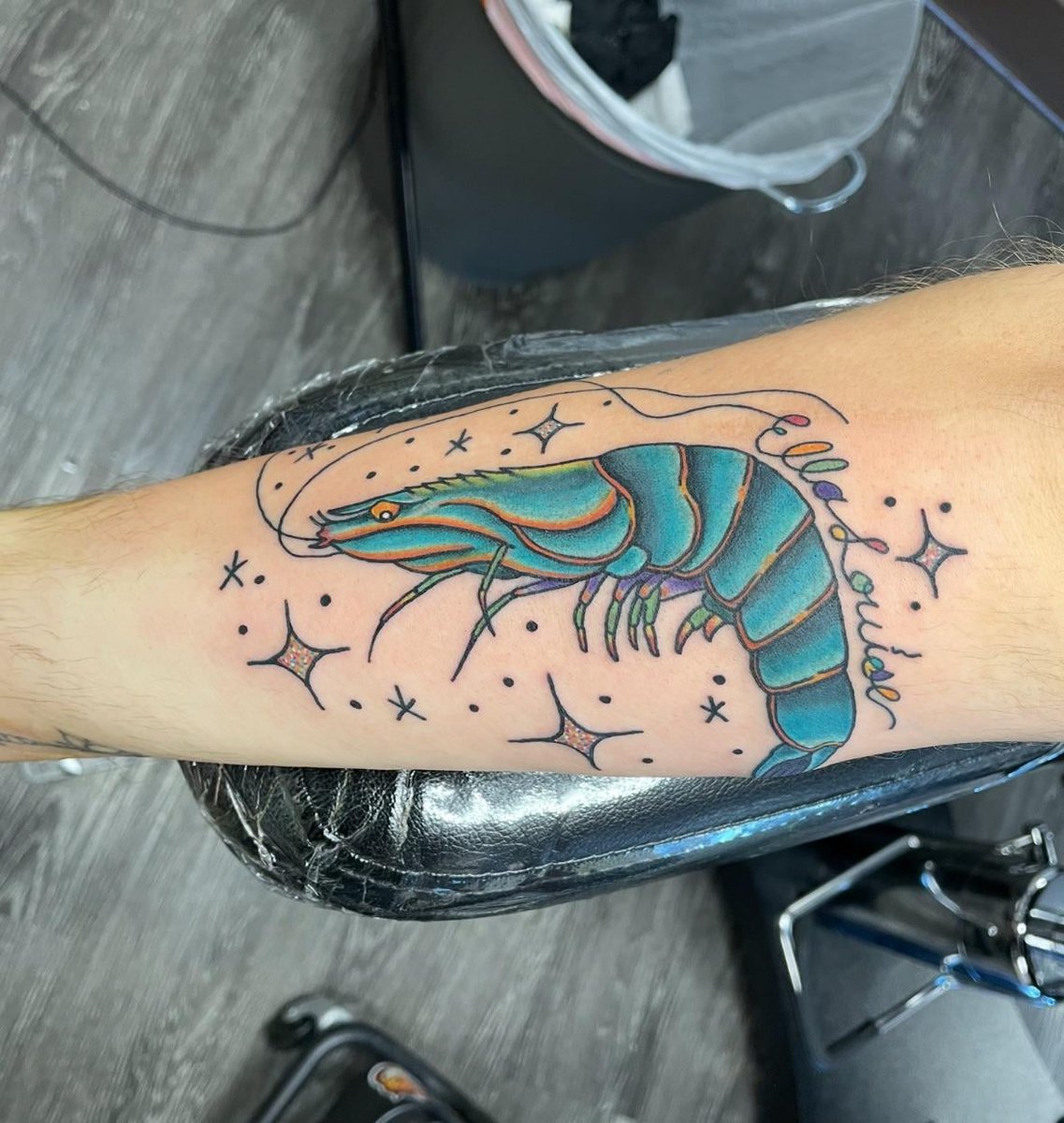 Photo of the tattoo titled Whimsical Shrimp Tattoo