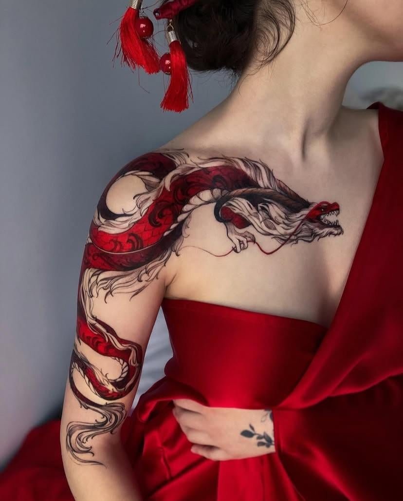 Photo of the tattoo titled Red Dragon Power and Resilience