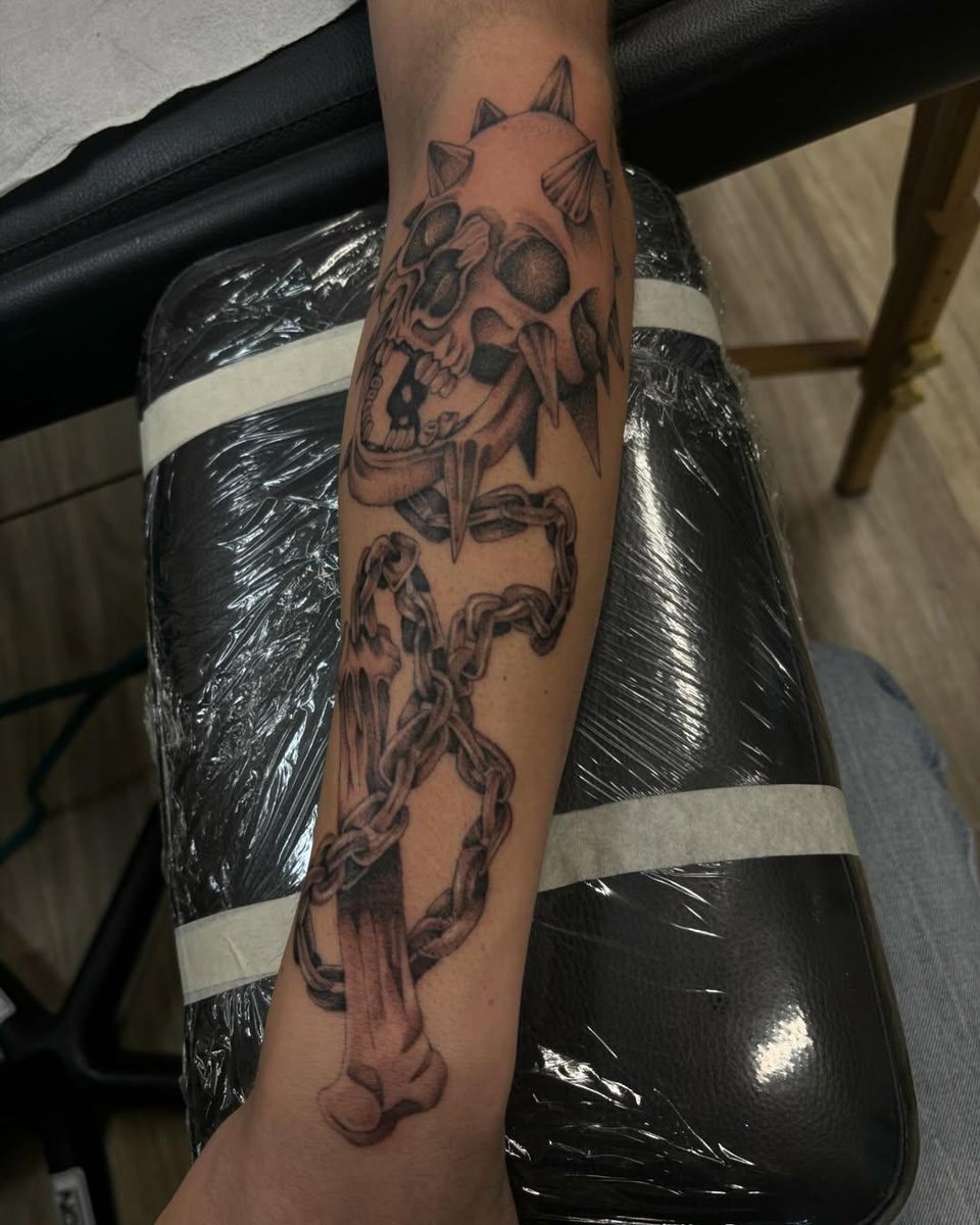 Photo of the tattoo titled Skull Mace Symbol of Strength