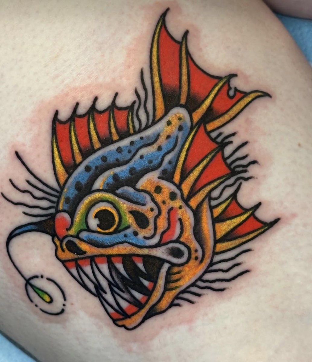 Photo of the tattoo titled Angler Fish for Aquatic Thigh