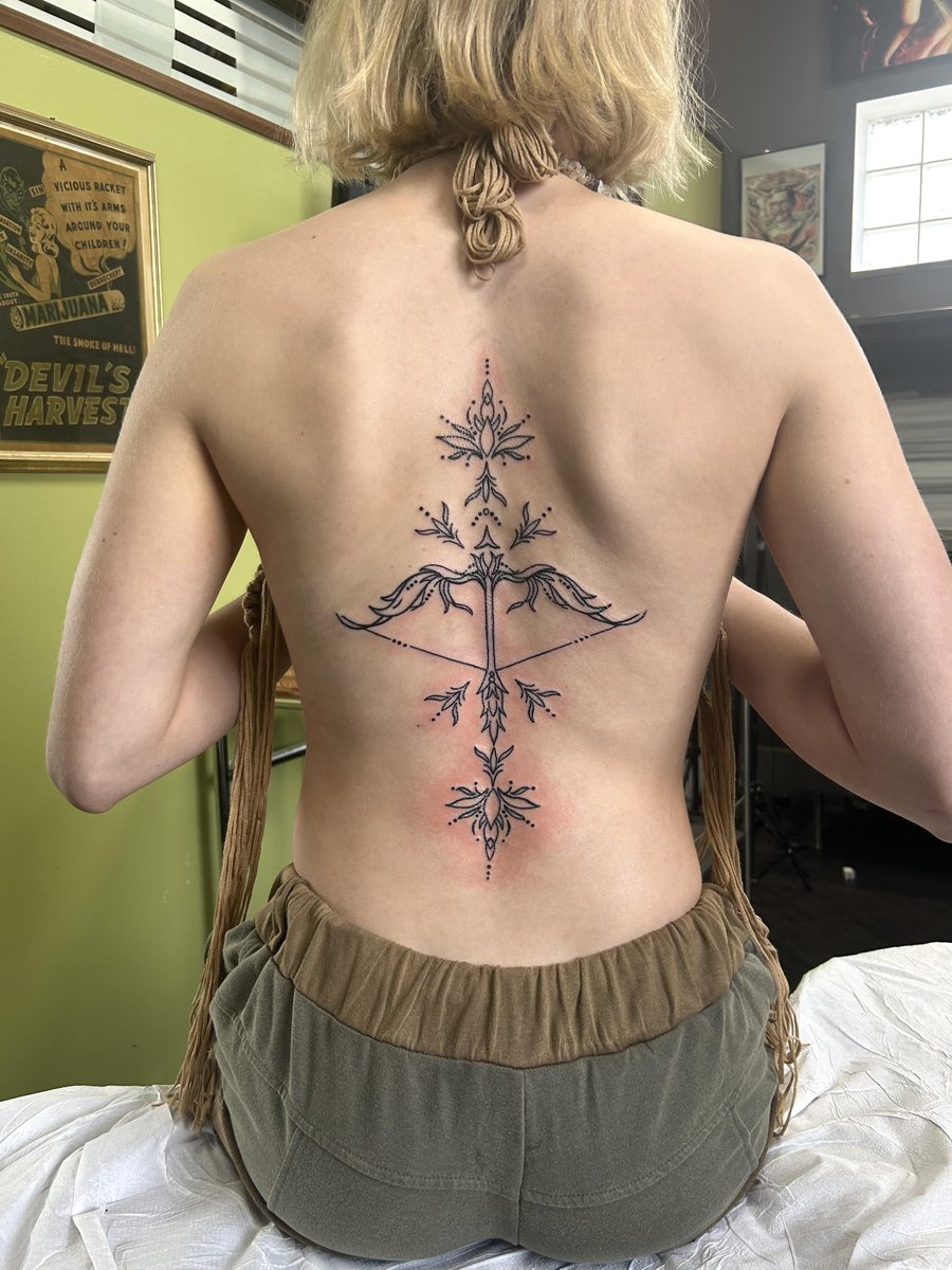 Photo of the tattoo titled Scoliosis-friendly back piece