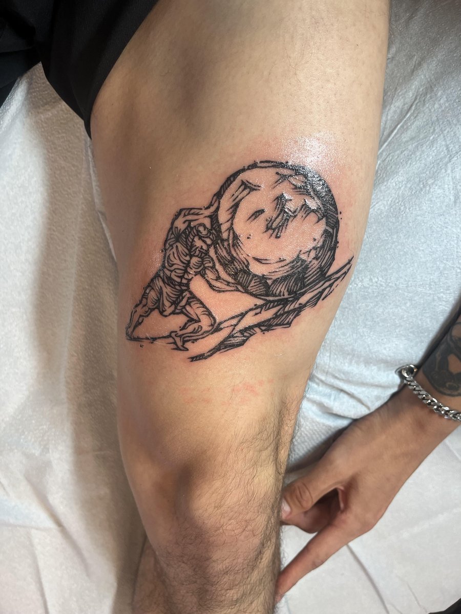 Photo of the tattoo titled The Eternal Struggle of Sisyphus