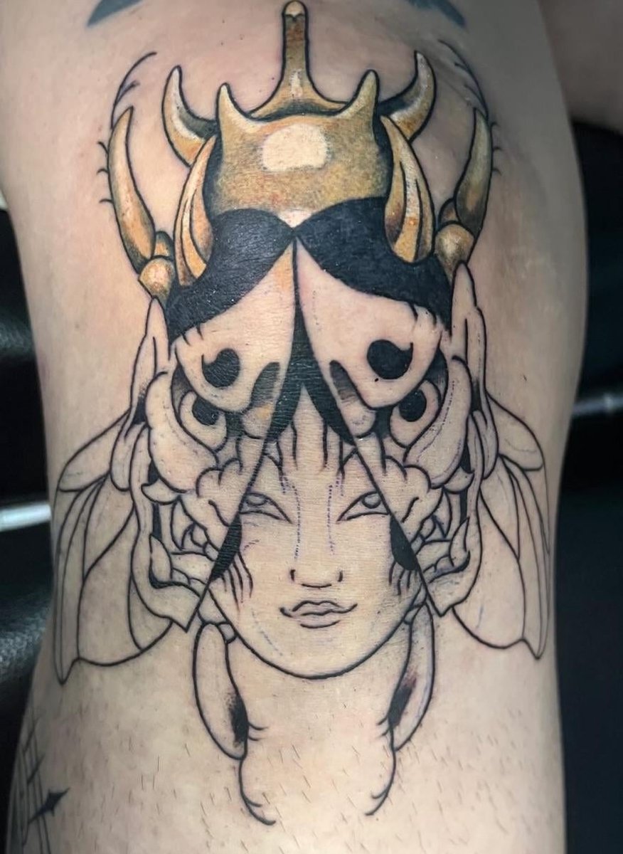 Photo of the tattoo titled Knee Tattoo Pain and Resilience