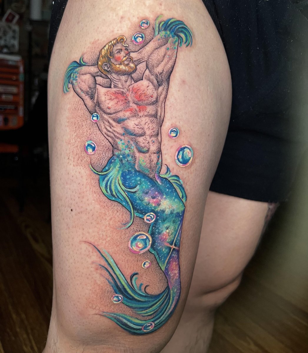 Photo of the tattoo titled Merman's Deep Sea Calling
