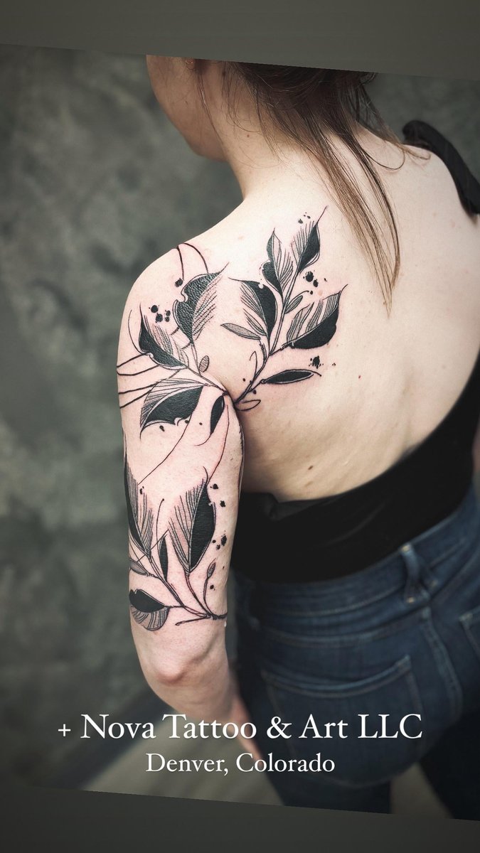 Photo of the tattoo titled Stylized Leaves for Nature Sleeve