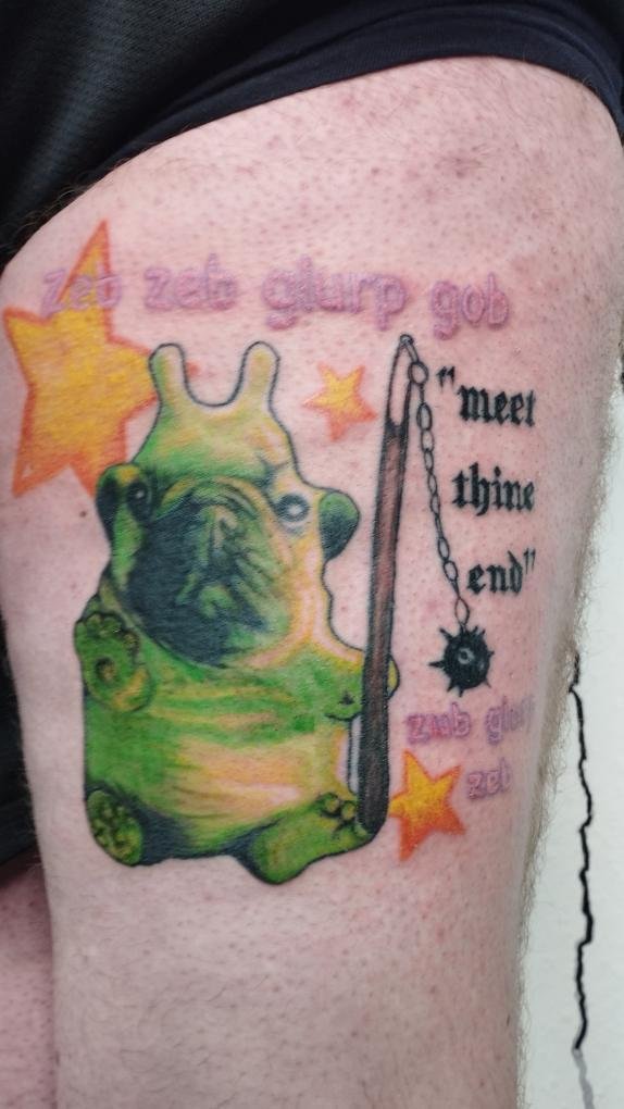Photo of the tattoo titled Extraterrestrial War-Gleeble