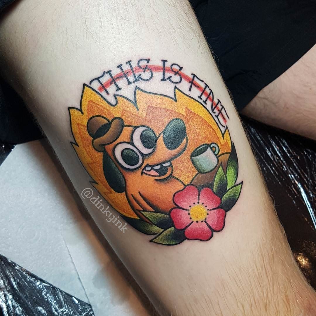 Photo of the tattoo titled Embracing Imperfection: 'This is Fine'