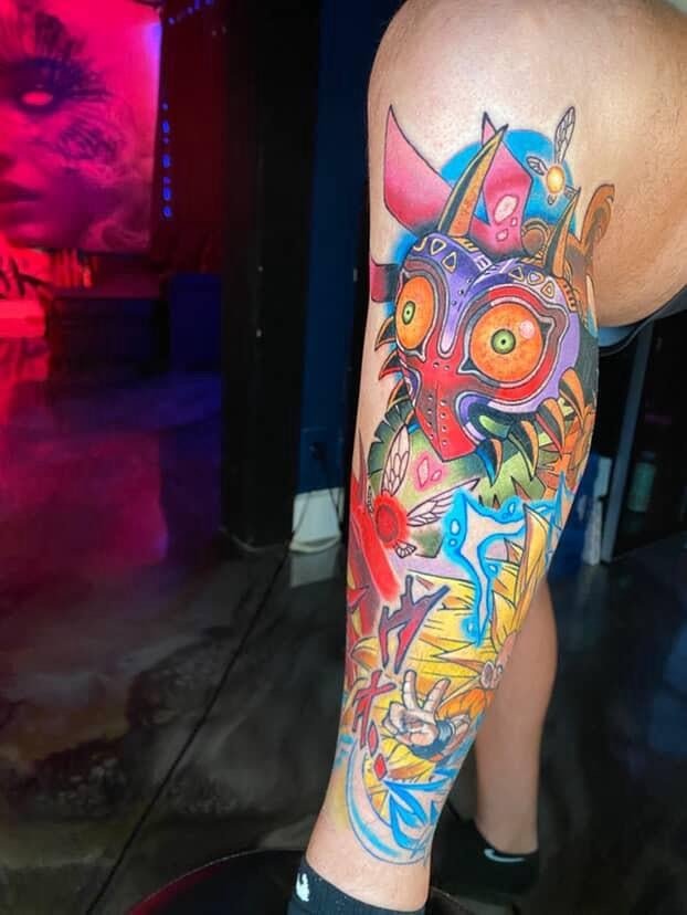 Photo of the tattoo titled Nostalgic Anime Leg Sleeve Progress