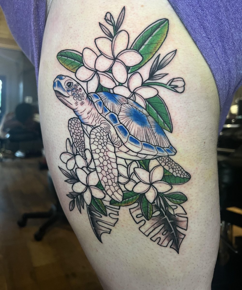 Photo of the tattoo titled My First Tattoo: A Blooming Turtle