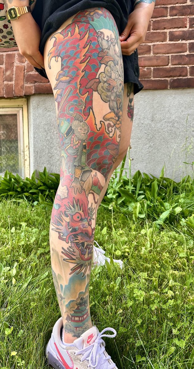 Photo of the tattoo titled Leg Sleeve: A Canadian Tapestry