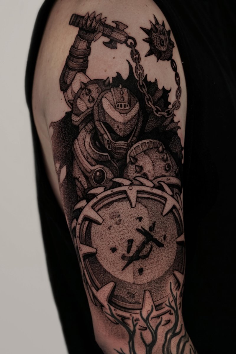 Photo of the tattoo titled Doom Slayer Tribute