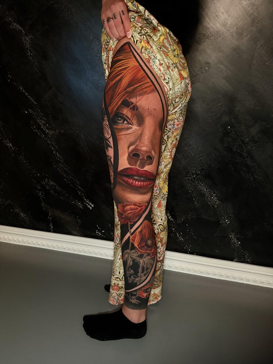 Photo of the tattoo titled Leg Sleeve: Fresh to Healed Transformation