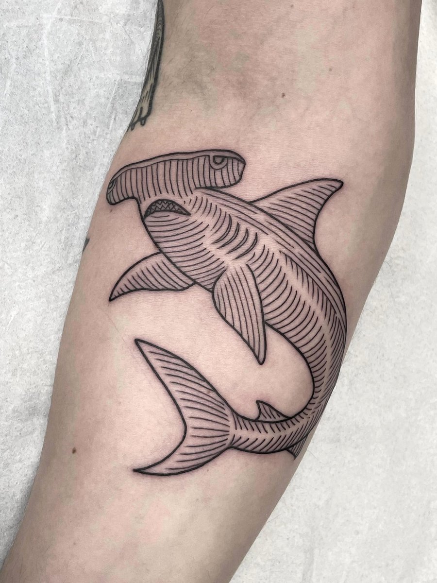 Photo of the tattoo titled Hammerhead Shark Tribute