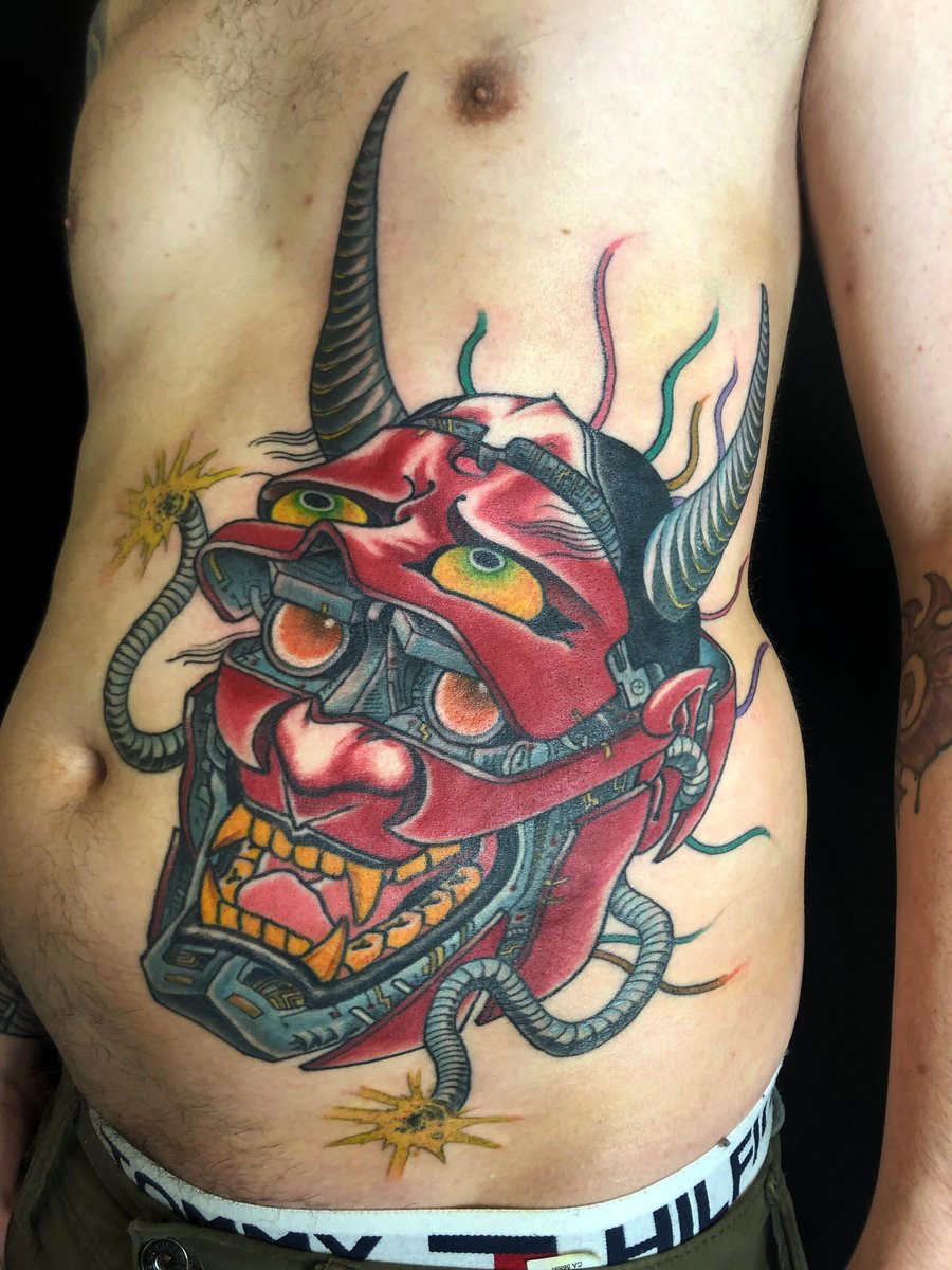 Photo of the tattoo titled Ghost in the Shell Hannya Mask