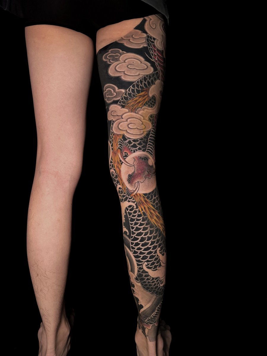 Photo of the tattoo titled Dragon Leg Sleeve Masterpiece