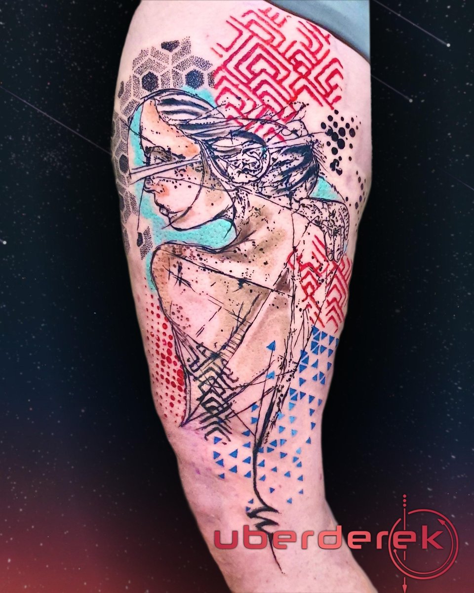 Photo of the tattoo titled Abstract Graffiti Thigh Piece