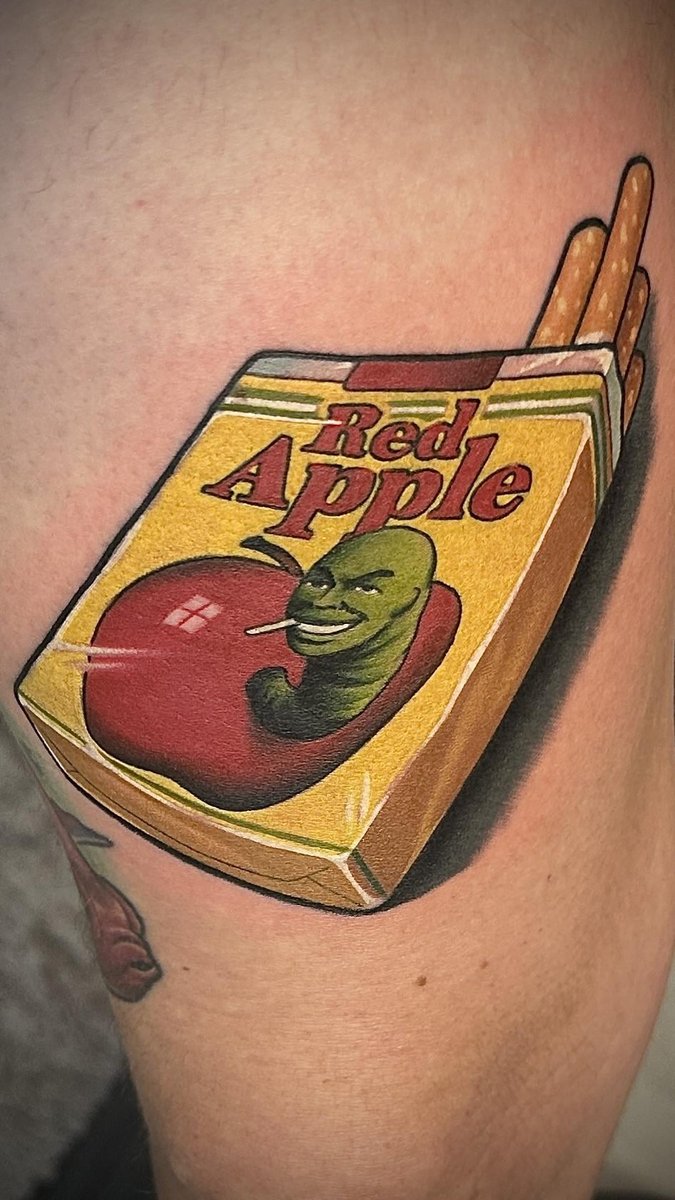 Photo of the tattoo titled Quentin Tarantino's Red Apple Cigarettes