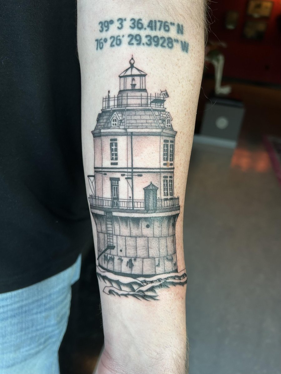 Photo of the tattoo titled Baltimore Lighthouse Coordinates