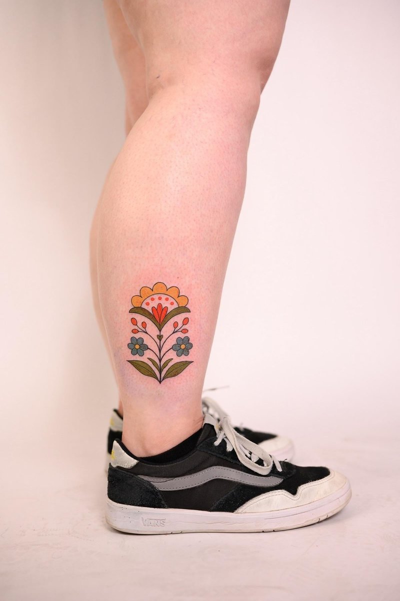 Photo of the tattoo titled Folk Art Floral Sleeve