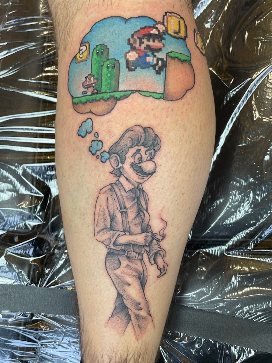 Photo of the tattoo titled Mario's First Day at Work
