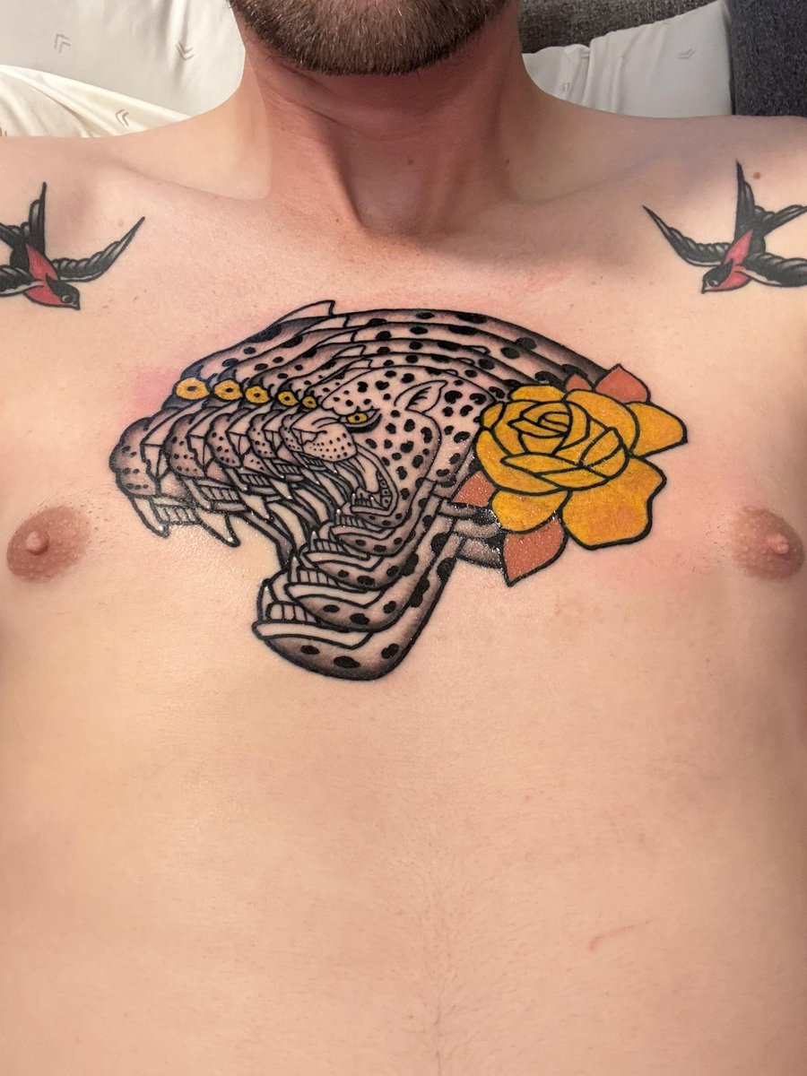 Photo of the tattoo titled Lucky Cancellation Chest Piece