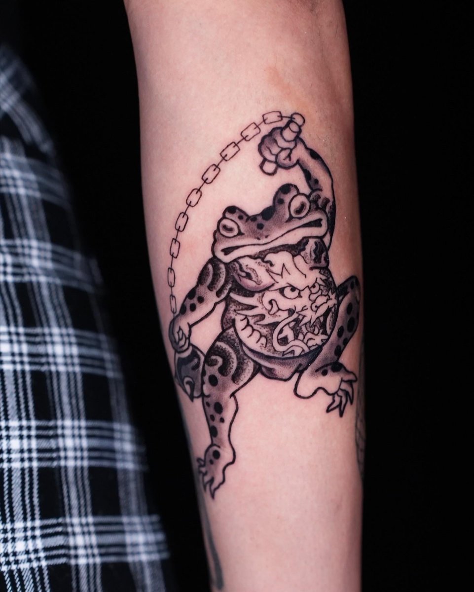 Photo of the tattoo titled Japanese Frogs Symbolizing Luck