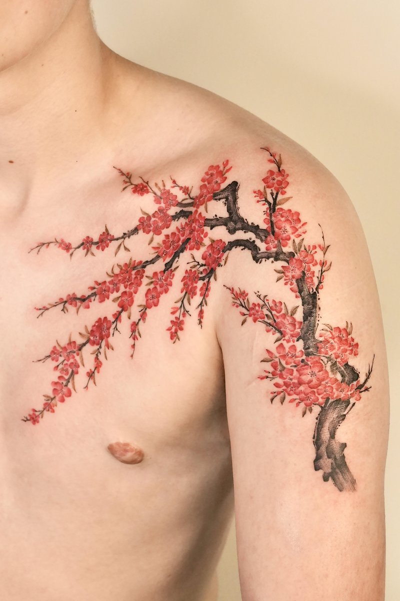 Photo of the tattoo titled Cherry Blossom Scar Cover-Up