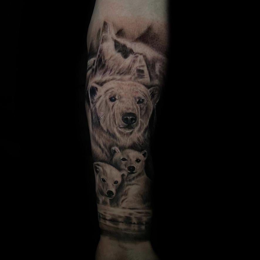 Photo of the tattoo titled Polar Bear Family Bond